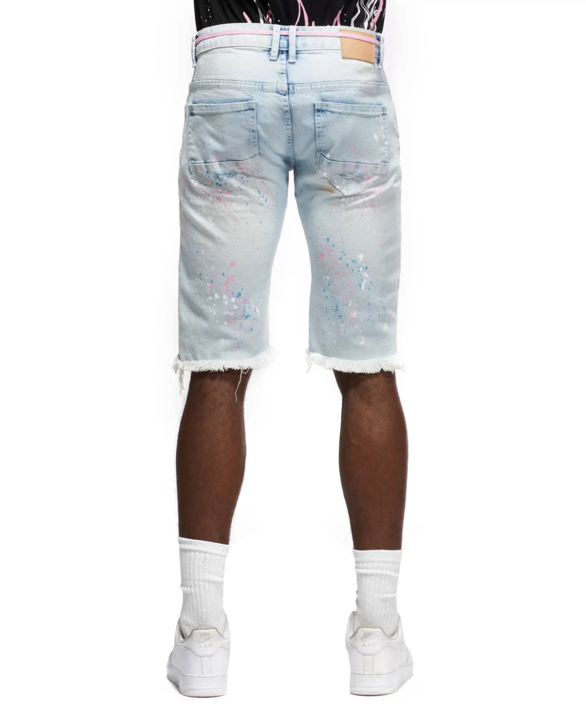 Smoke Rise Color Stitch Denim Shorts Plaster Blue New