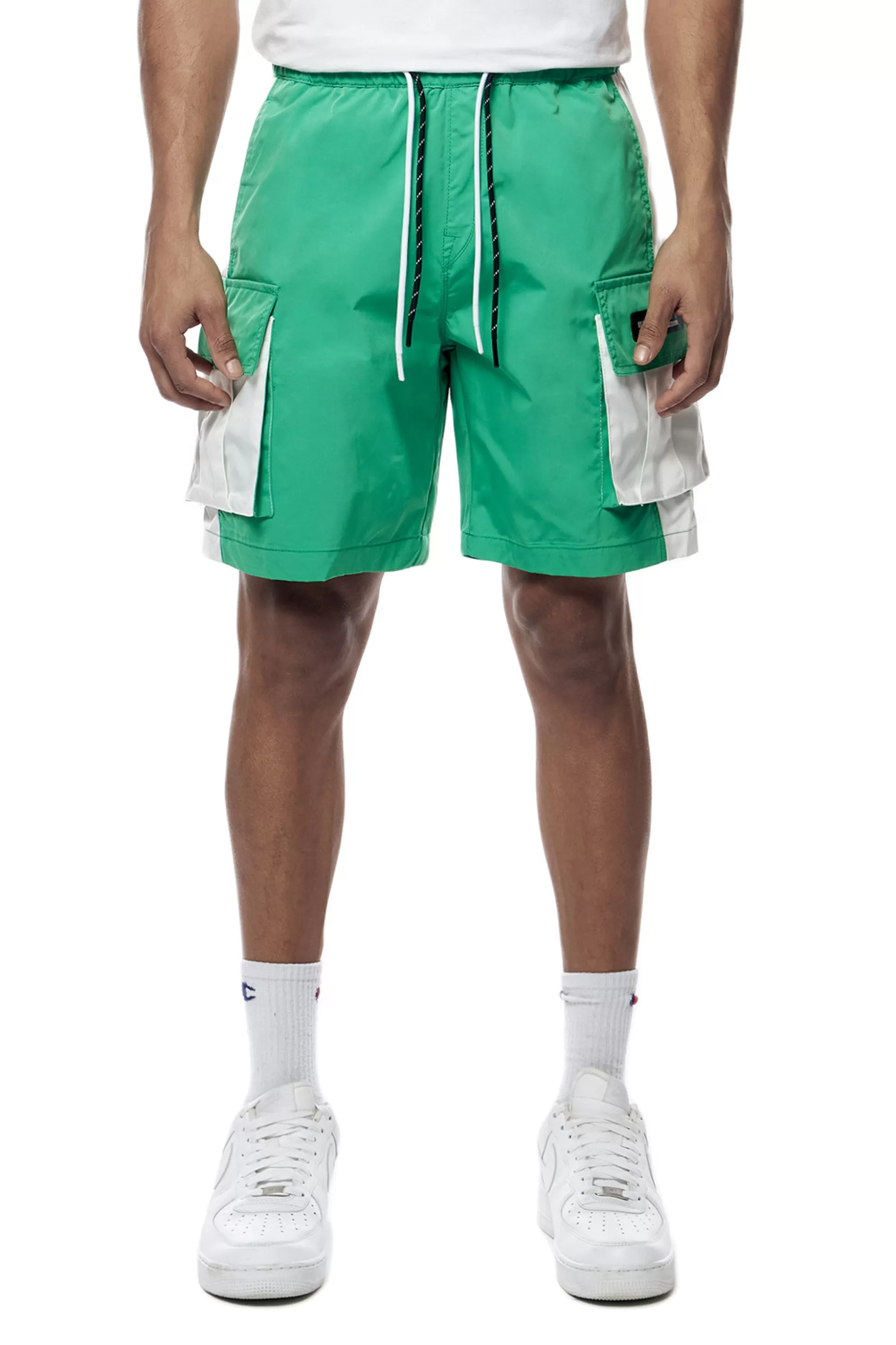 Smoke Rise Colorblock Utility Windbreaker Shorts Green Grass Online