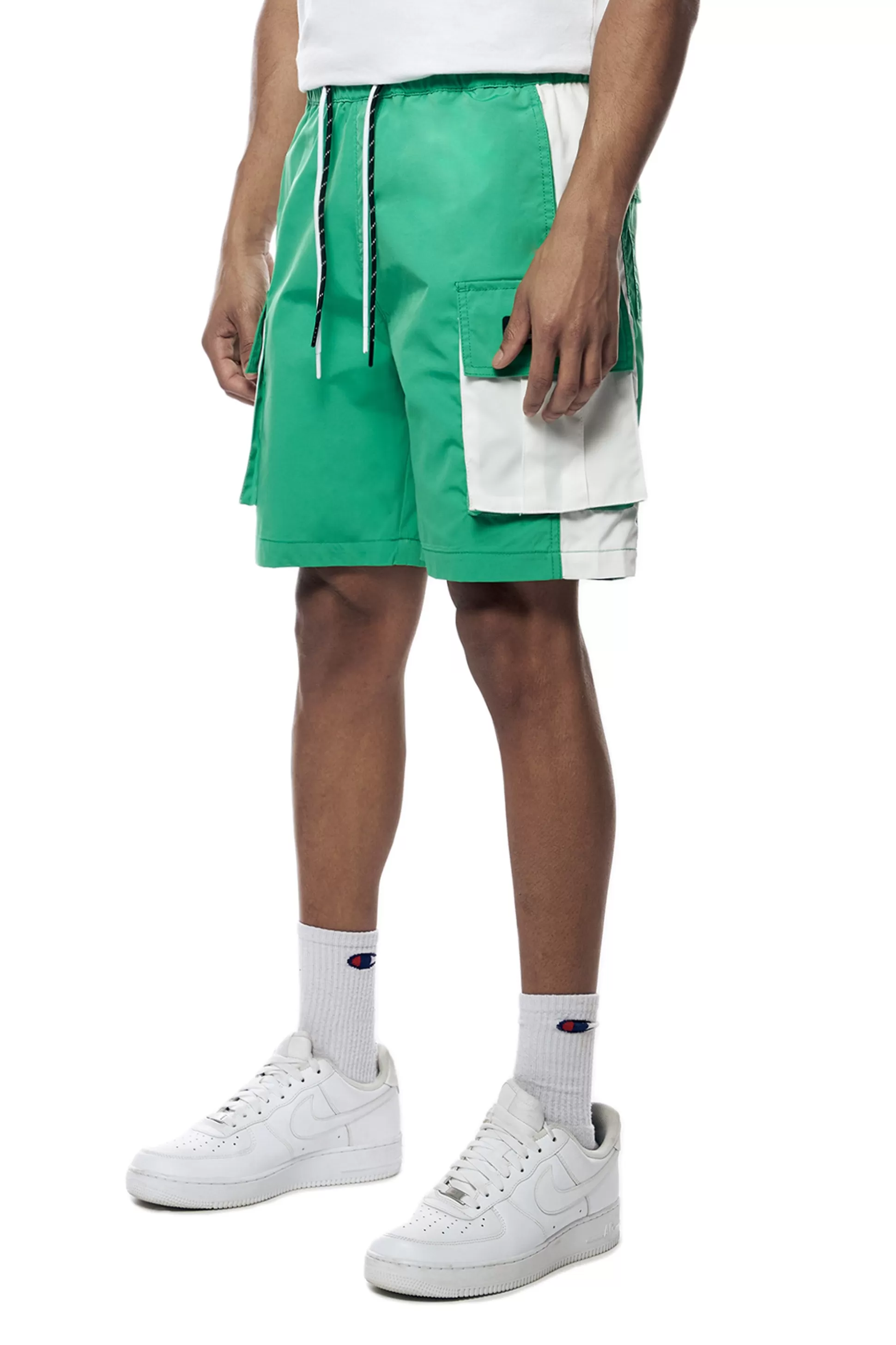 Smoke Rise Colorblock Utility Windbreaker Shorts Green Grass Online