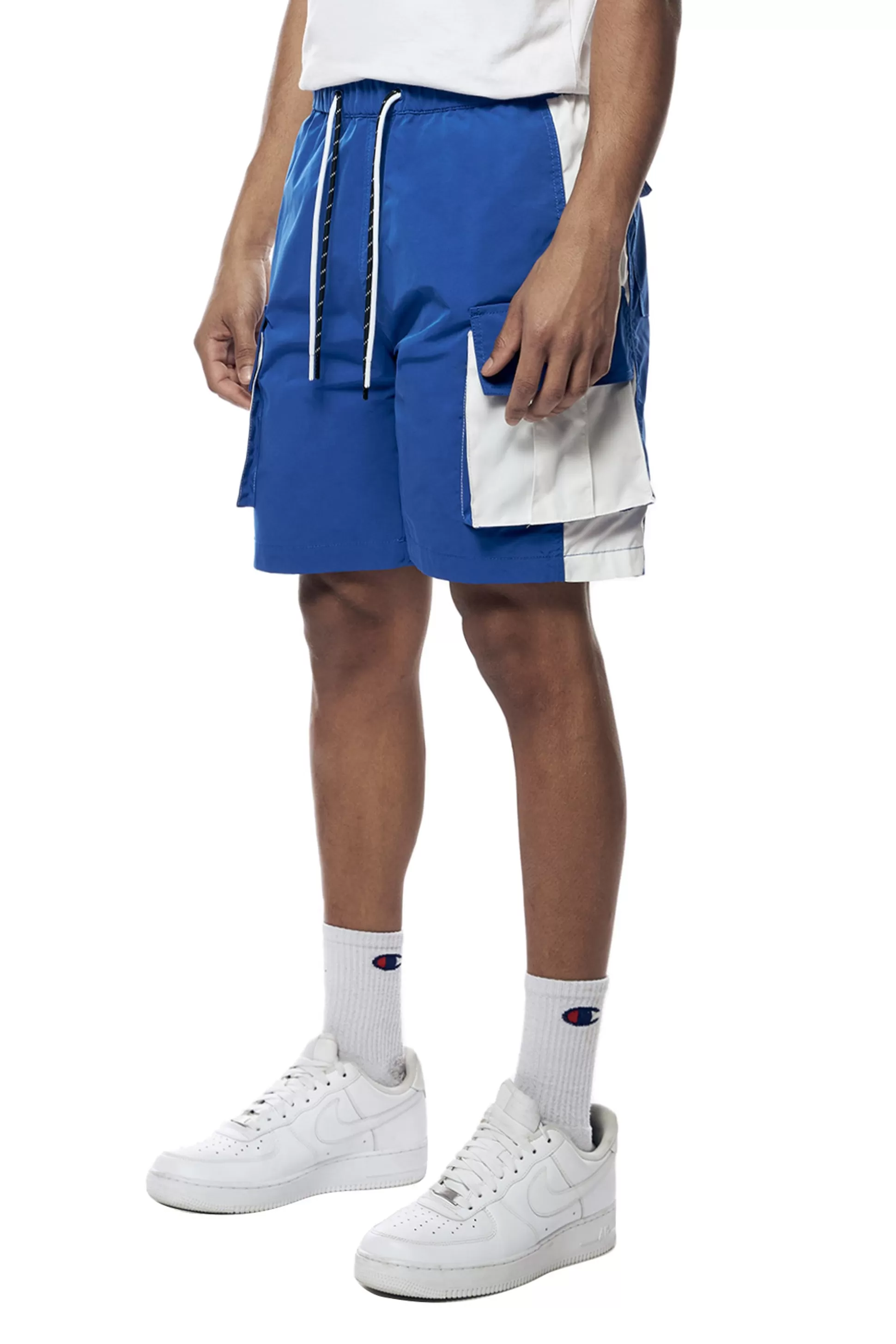 Smoke Rise Colorblock Utility Windbreaker Shorts Royal Cheap