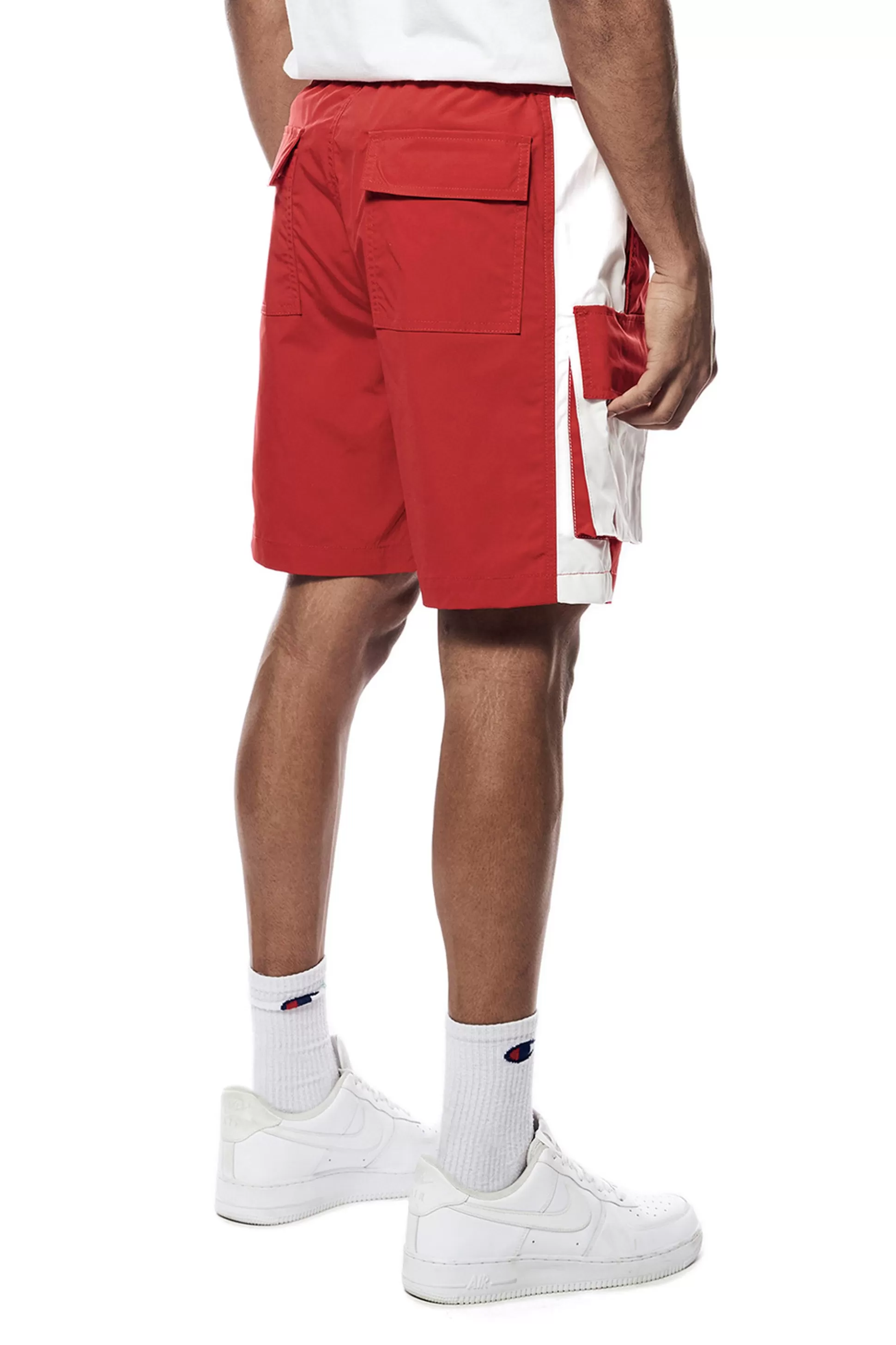 Smoke Rise Colorblock Utility Windbreaker Shorts Red Best