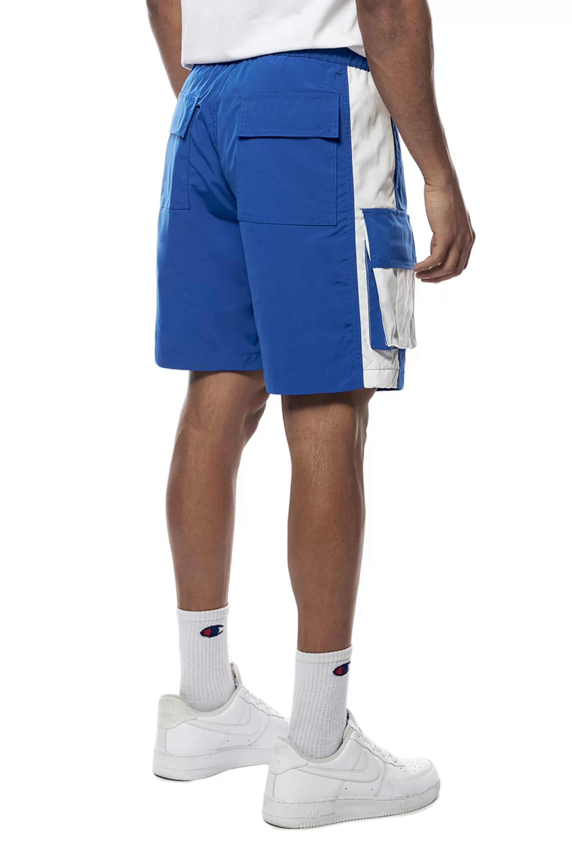 Smoke Rise Colorblock Utility Windbreaker Shorts Royal Cheap