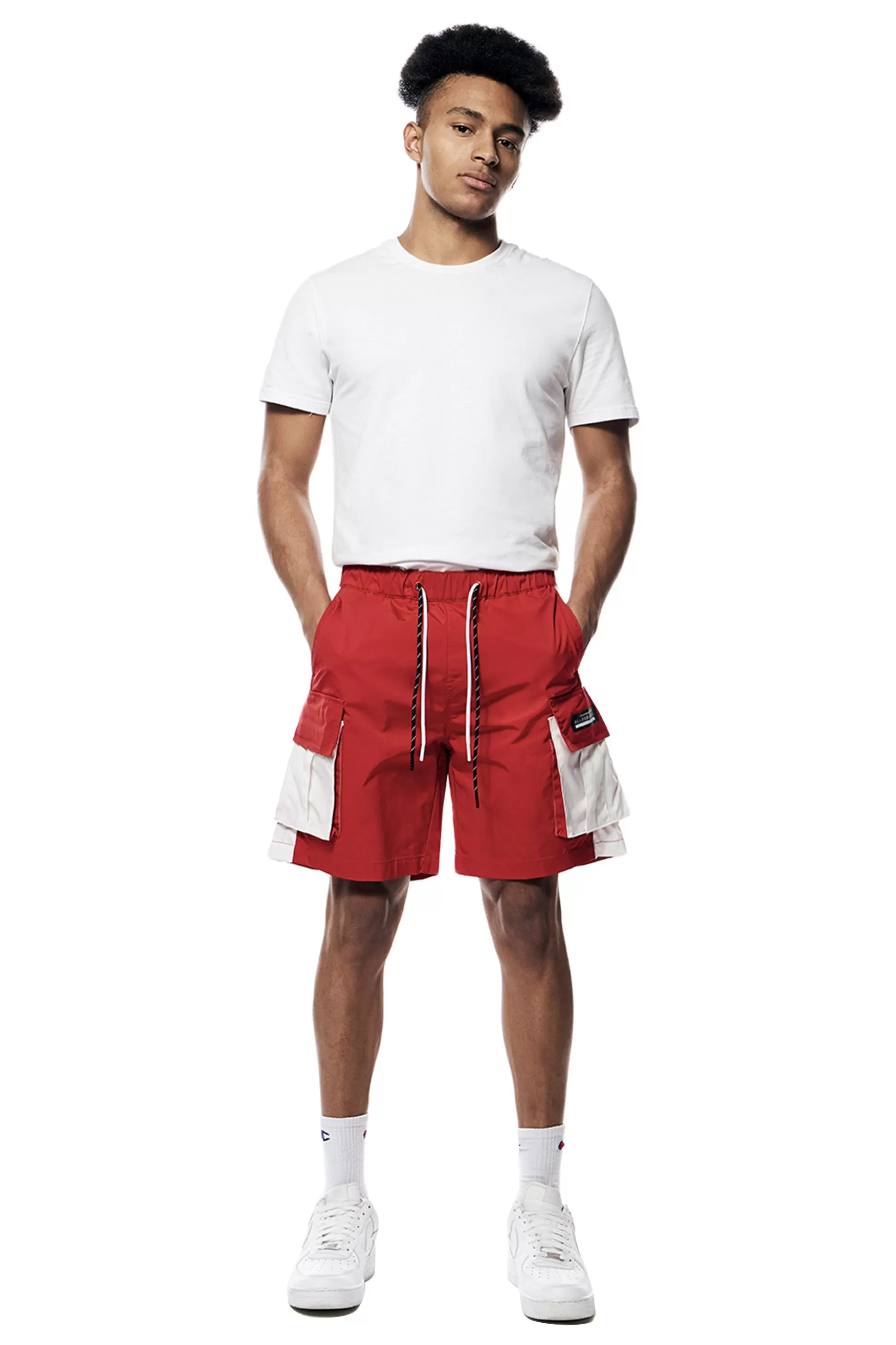Smoke Rise Colorblock Utility Windbreaker Shorts Red Best