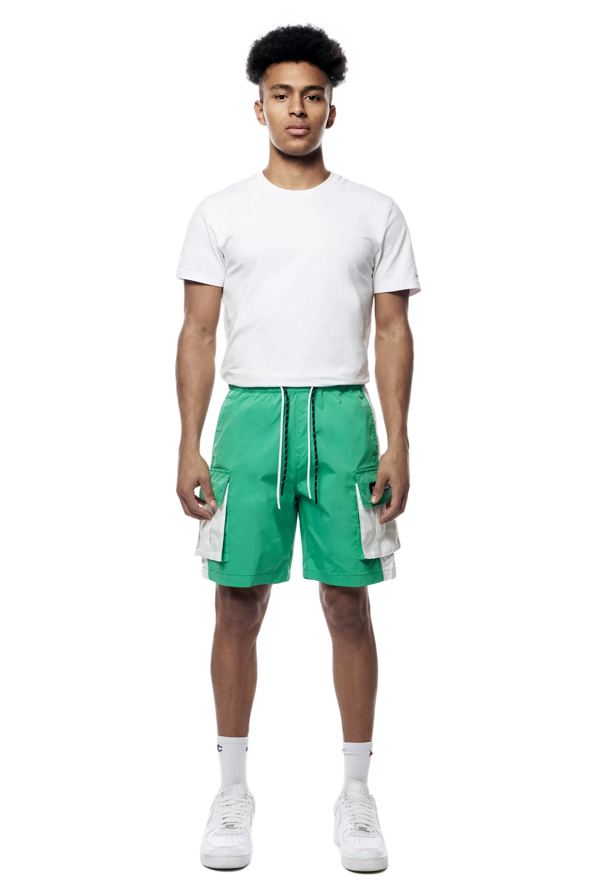 Smoke Rise Colorblock Utility Windbreaker Shorts Green Grass Online