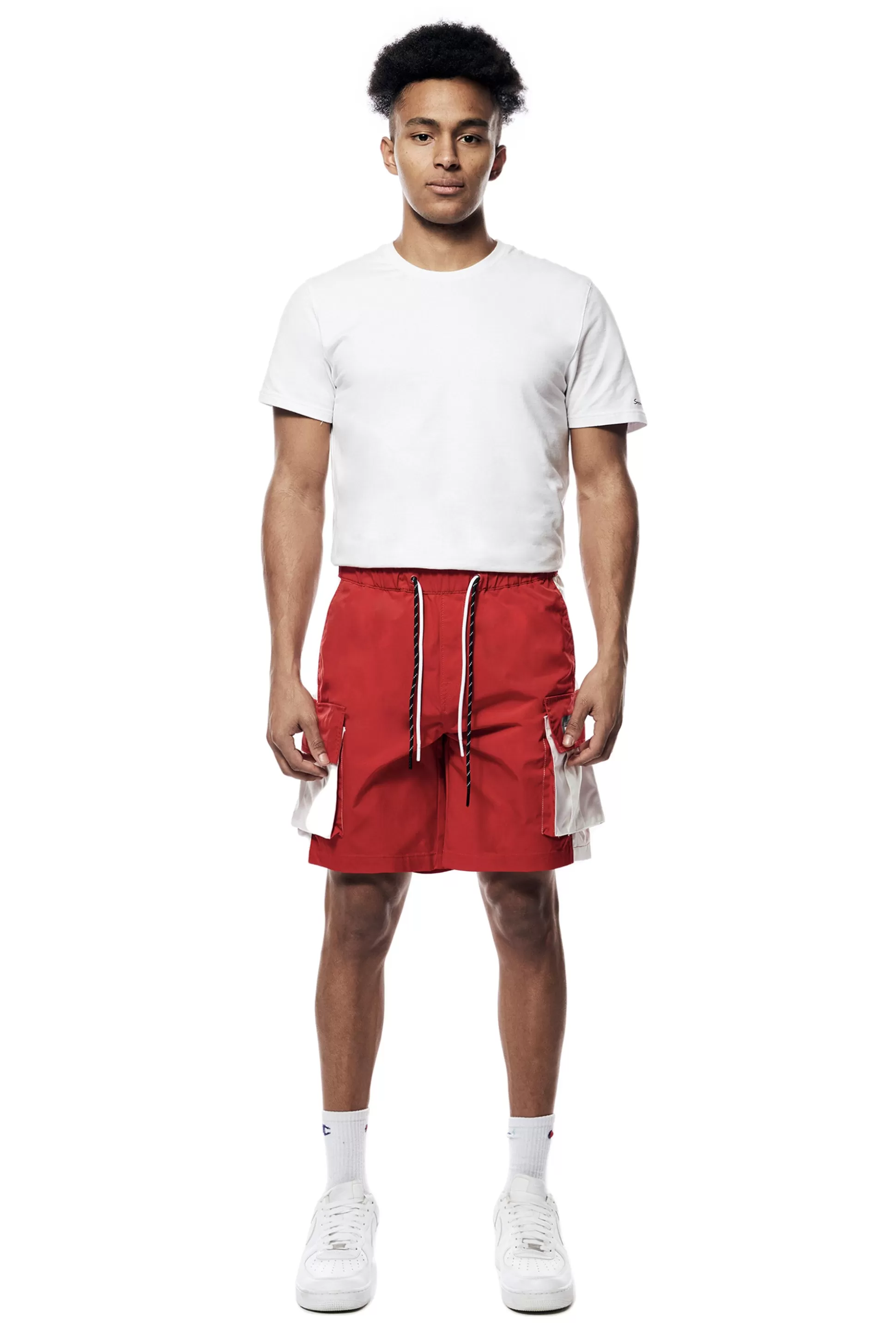 Smoke Rise Colorblock Utility Windbreaker Shorts Red Best