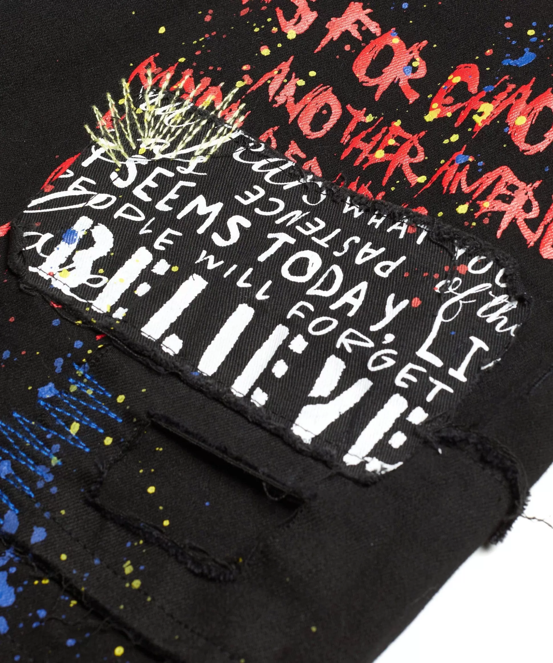 Smoke Rise Doodle & Color Splatter Twill Shorts Black Cheap