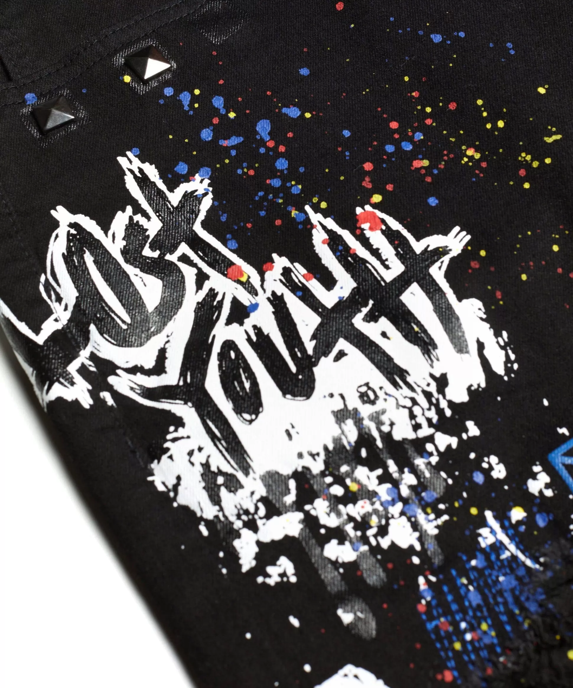 Smoke Rise Doodle & Color Splatter Twill Shorts Black Cheap