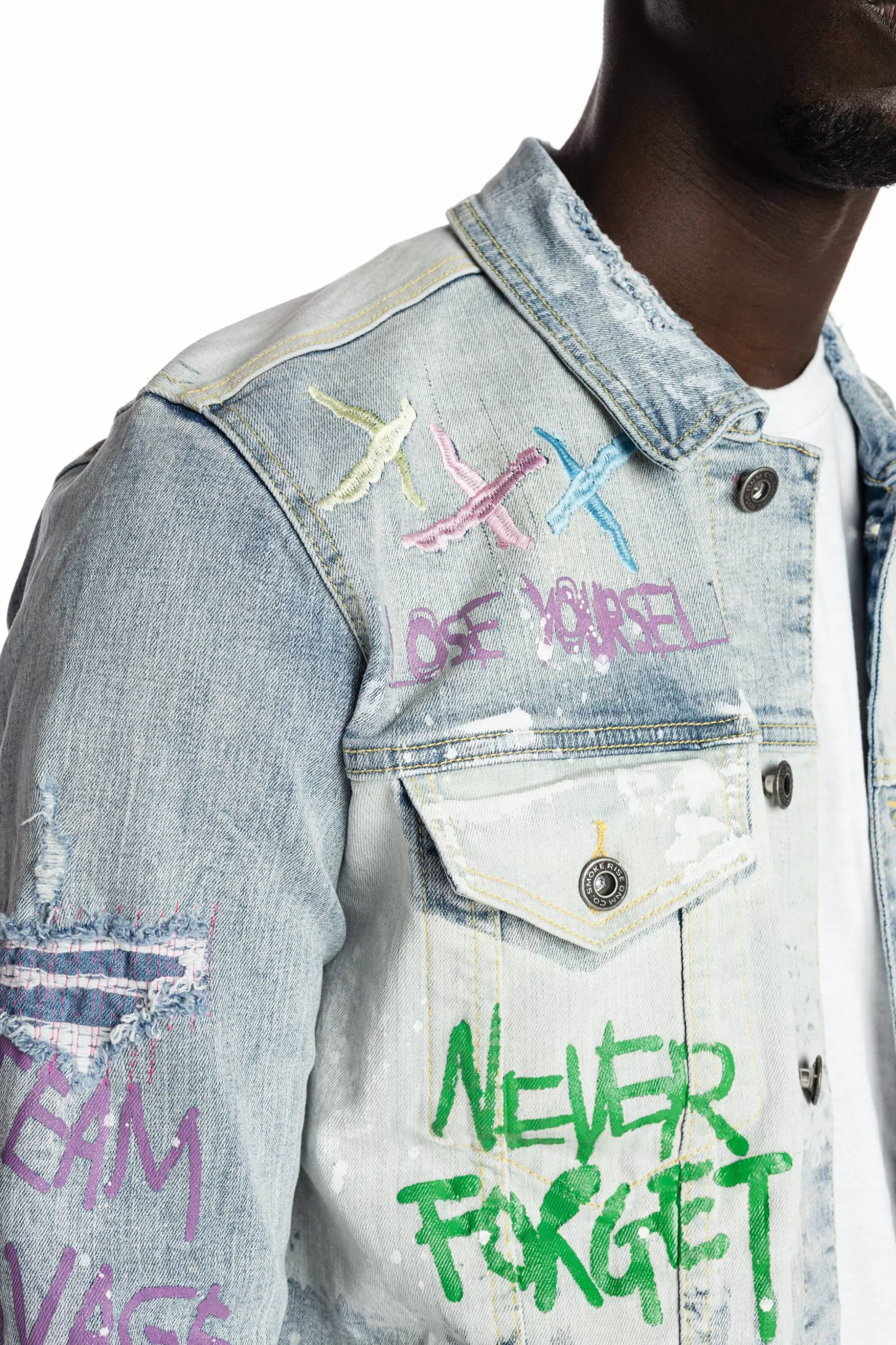Smoke Rise Multi Color Fashion Denim Jacket Montauk Blue Online
