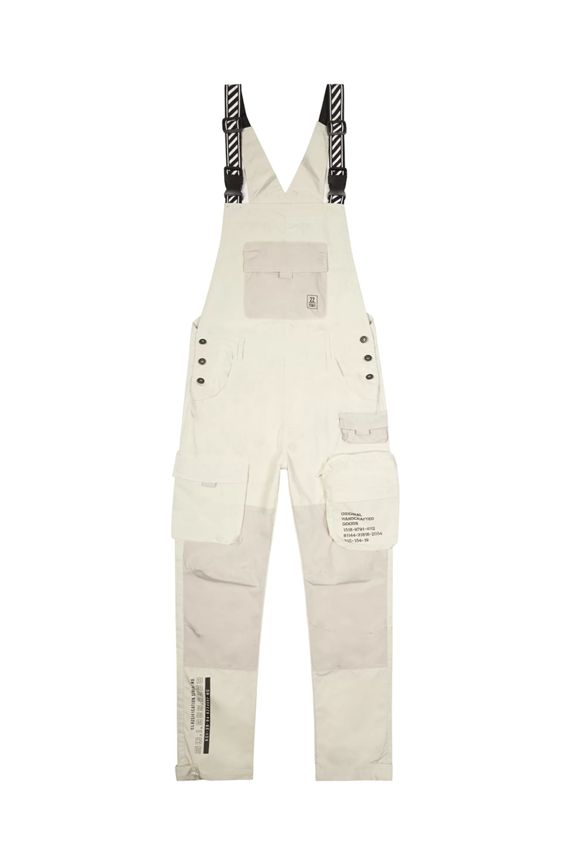 Smoke Rise Tonal Color Block Windbreaker Utility Overalls Oatmeal Cheap