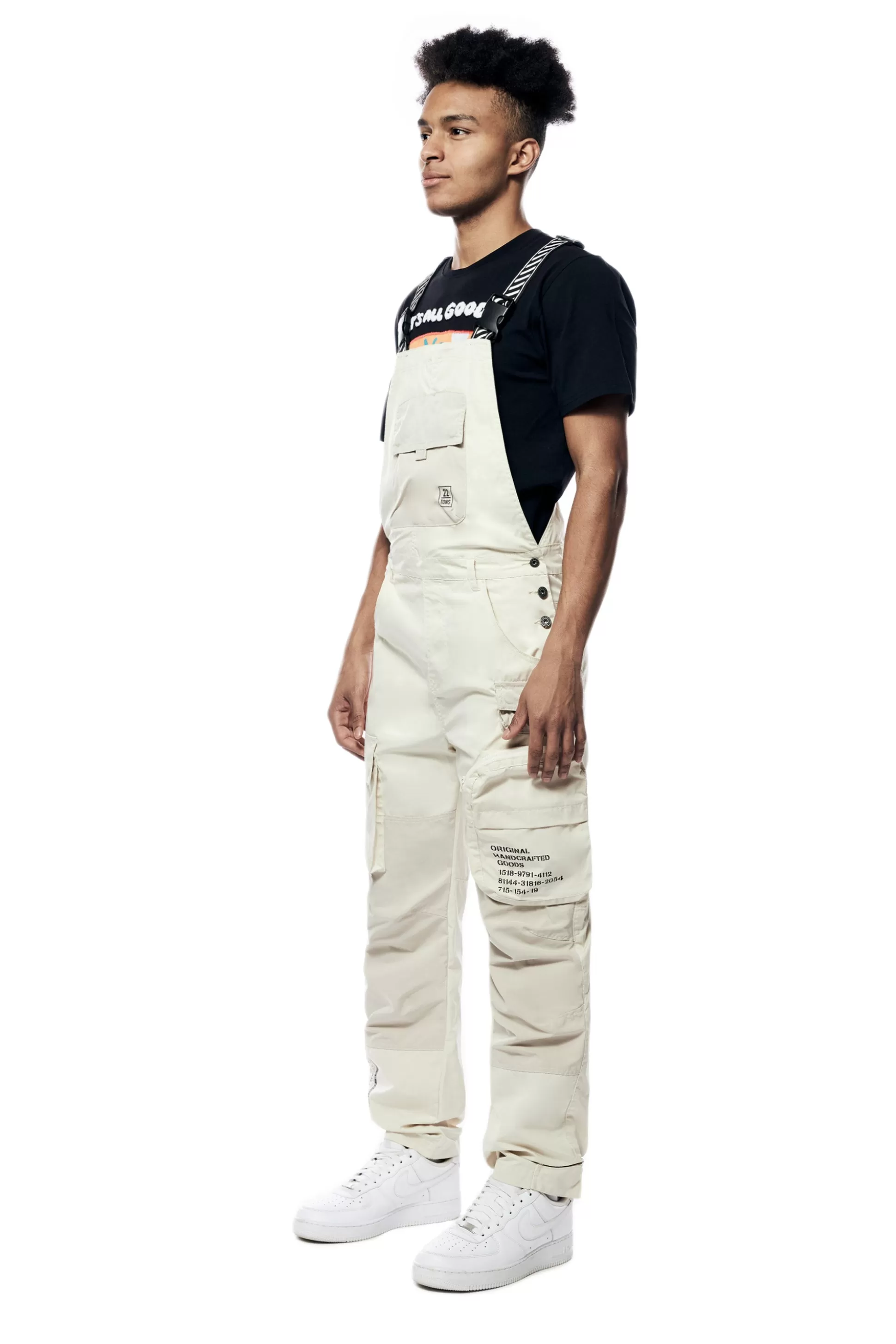 Smoke Rise Tonal Color Block Windbreaker Utility Overalls Oatmeal Cheap